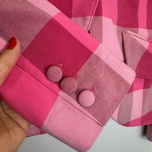 Autres Filles Pink Plaid puff shoulder Women's Blazer size small - Picture 6 of 9